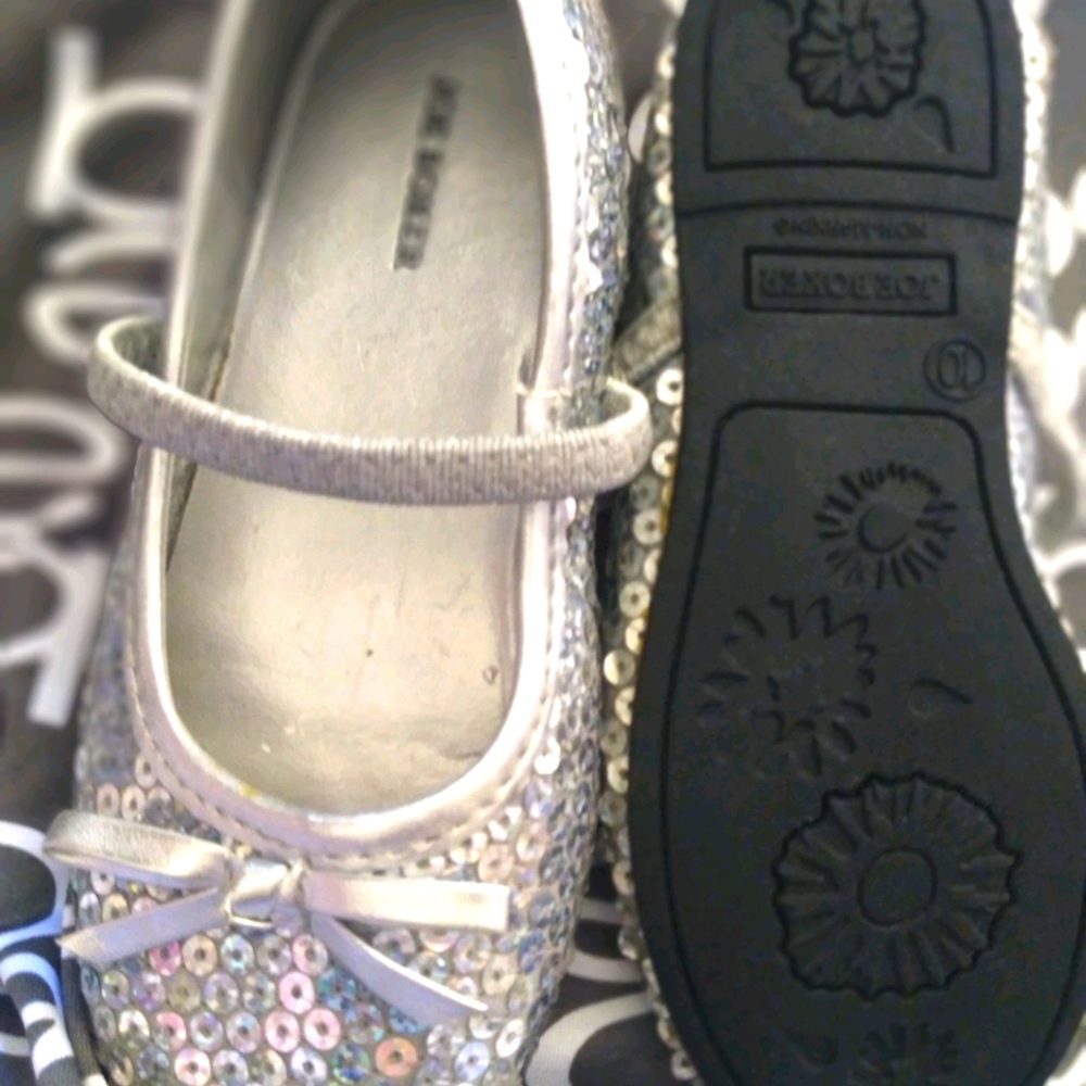 Silver glittery slip on shoes